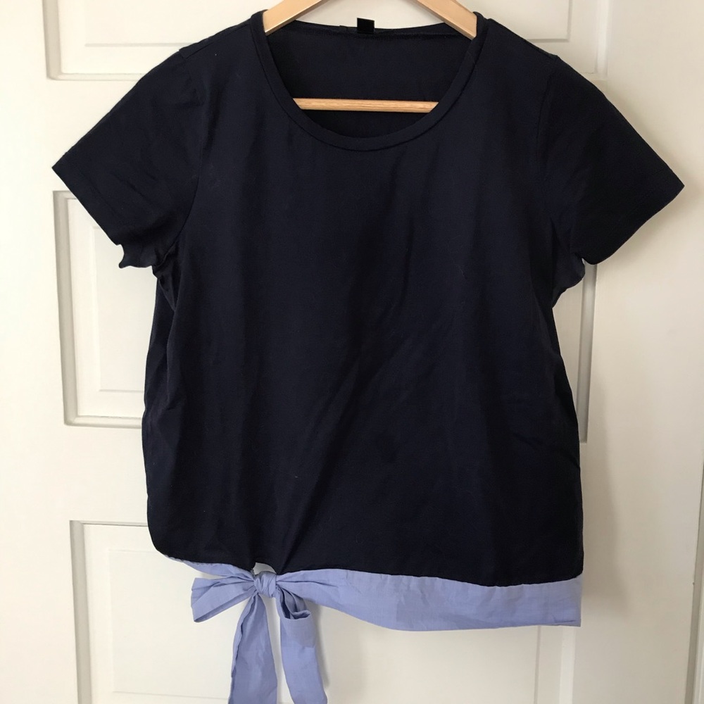 J crew blue shirt with bow